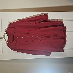 SHEIN Curve Long Sleeve Button Front Shirt Dress Maroon Size 2X